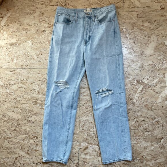 Madewell The Dadjean Blue Millman Wash Ripped Edition High Rise Straight Leg 27 - Picture 2 of 9